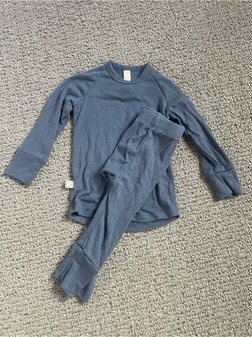 Childhoods Blue Ribbed Long Sleeve Shirt and Pants Set 6-12m